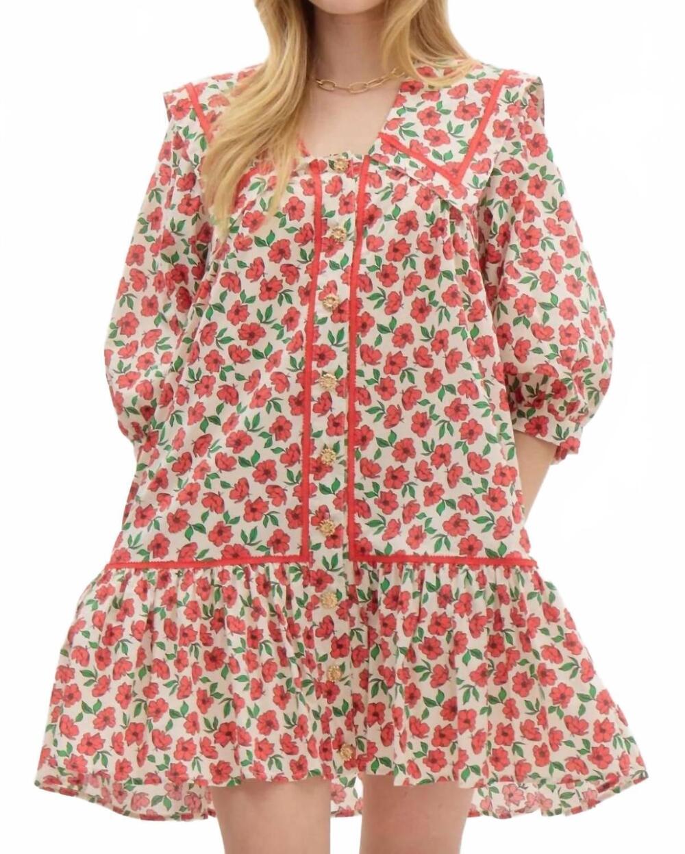 NEW ENTRO be mine floral dress in pink multi